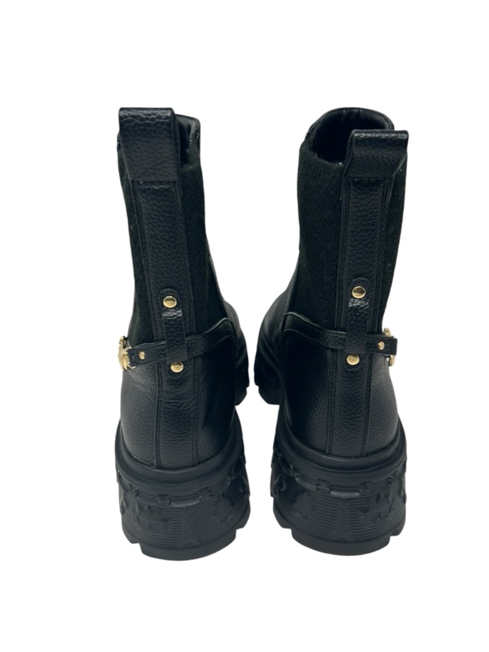 Karl Lagerfeld Paris Women's Laelith Lug Booties with Gold Chain Accent 8.5 - Picture 4 of 7